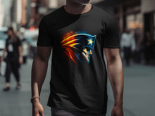 Load image into Gallery viewer, Fiery Patriotic Star Warrior Design T-shirt
