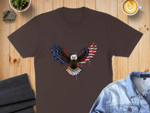 Load image into Gallery viewer, Brown t-shirt with a patriotic eagle graphic spread across the chest.
