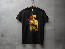 Load image into Gallery viewer, Colorful Robot with Rose Black Graphic T-Shirt
