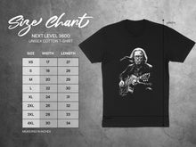Load image into Gallery viewer, Guitarist Print Tee Size Chart Unisex Cotton T-shirt
