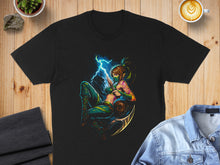 Load image into Gallery viewer, Warrior Elf with Lightning Fantasy Art Tee Shirt
