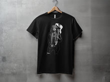 Load image into Gallery viewer, Black Graphic Tee Featuring Musician Holding Guitar Shirt
