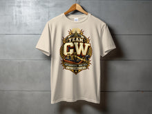 Load image into Gallery viewer, Cream t-shirt with "TEAM CW" and vintage telegraph key graphic.
