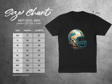 Load image into Gallery viewer, Miami Dolphins Helmet Graphic Tee Size Chart Shirt
