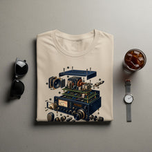 Load image into Gallery viewer, Lightweight t-shirt with an exploded diagram of a vintage ham radio transceiver.
