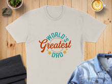 Load image into Gallery viewer, Cream t-shirt with "World's Greatest Dad" text and stars.
