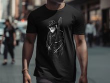 Load image into Gallery viewer, Iconic Guitarist Graphic Printed Black T-shirt
