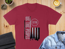 Load image into Gallery viewer, Maroon t-shirt with "WE THE PEOPLE" and distressed US flag design.
