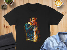 Load image into Gallery viewer, Artistic smoking character black cotton men's t-shirt
