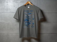 Load image into Gallery viewer, Gray t-shirt with "Signal Path Amateur Radio Exploded View" schematic graphic.
