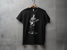 Load image into Gallery viewer, Black T-shirt with Musician Graphic Design Print
