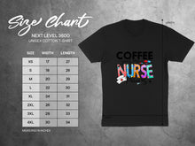 Load image into Gallery viewer, Size chart for Next Level 3600 unisex cotton t-shirt with measurements.
