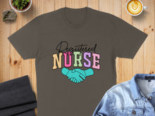 Load image into Gallery viewer, Registered Nurse text with pastel colors and shaking hands graphic.
