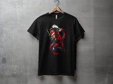 Load image into Gallery viewer, Fierce Red Warrior Design on Black T-shirt Product
