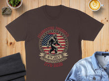 Load image into Gallery viewer, Brown t-shirt with Sasquatch graphic, celebrating America's Semiquincentennial 1776-2026.
