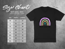 Load image into Gallery viewer, Unisex cotton t-shirt size chart with a "This is What an Awesome Pediatric Nurse Looks Like" graphic.
