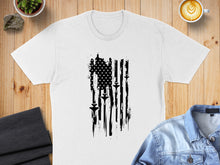 Load image into Gallery viewer, Distressed American flag with fighter jets in place of stripes.
