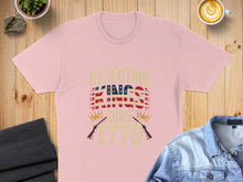 Load image into Gallery viewer, Pink t-shirt with "Rejecting Kings Since 1776" text and crossed rifles.

