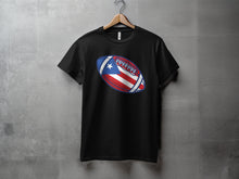 Load image into Gallery viewer, Puerto Rican Flag Football Graphic Black T-shirt product
