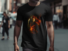 Load image into Gallery viewer, Fiery Hooded Character Graphic Black Shirt product
