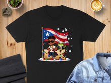 Load image into Gallery viewer, Puerto Rico Flag with Boy and Frog LX T-shirt
