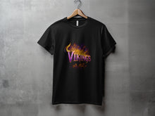 Load image into Gallery viewer, Vikings Flames Graphic Print Black T-Shirt
