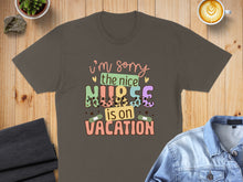 Load image into Gallery viewer, Grey t-shirt with "I'm sorry the nice nurse is on vacation" text.
