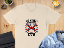 Load image into Gallery viewer, Cream t-shirt with "No Kings in America Since 1776" and a crown design.
