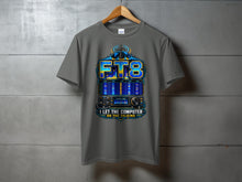 Load image into Gallery viewer, T-shirt graphic with FT8 text, radio, and phrase "Let the computer do the talking".
