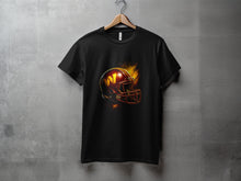 Load image into Gallery viewer, Fiery Football Helmet Graphic Tee Shirt
