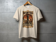 Load image into Gallery viewer, T-shirt with "Wanted: A Clear Frequency" text and vintage microphone graphic.
