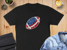 Load image into Gallery viewer, American Flag Football Design on Black Shirt product
