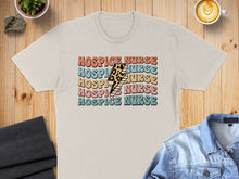 Load image into Gallery viewer, Hospice Nurse text with lightning bolt design on a t-shirt.
