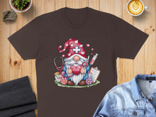 Load image into Gallery viewer, Brown t-shirt with a gnome holding a heart, stethoscope, and syringe.
