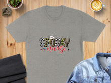 Load image into Gallery viewer, Gray t-shirt with "Spooky Nurse" text and medical-themed Halloween graphics.
