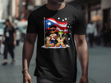Load image into Gallery viewer, Festive Cartoon Characters with Flag T-shirt
