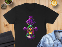 Load image into Gallery viewer, Spooky Ghosts and Cartoon Hero Black T-Shirt
