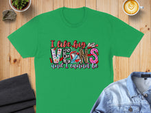 Load image into Gallery viewer, Green t-shirt with "I like big VENS and I cannot lie" text design.
