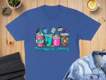 Load image into Gallery viewer, Four colorful coffee cups with "Occupational Therapy" text and symbols.
