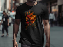 Load image into Gallery viewer, Fierce Warrior with Fiery Arm Graphic T-shirt
