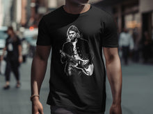 Load image into Gallery viewer, Graphic Black T-Shirt with Electric Guitar Player Design
