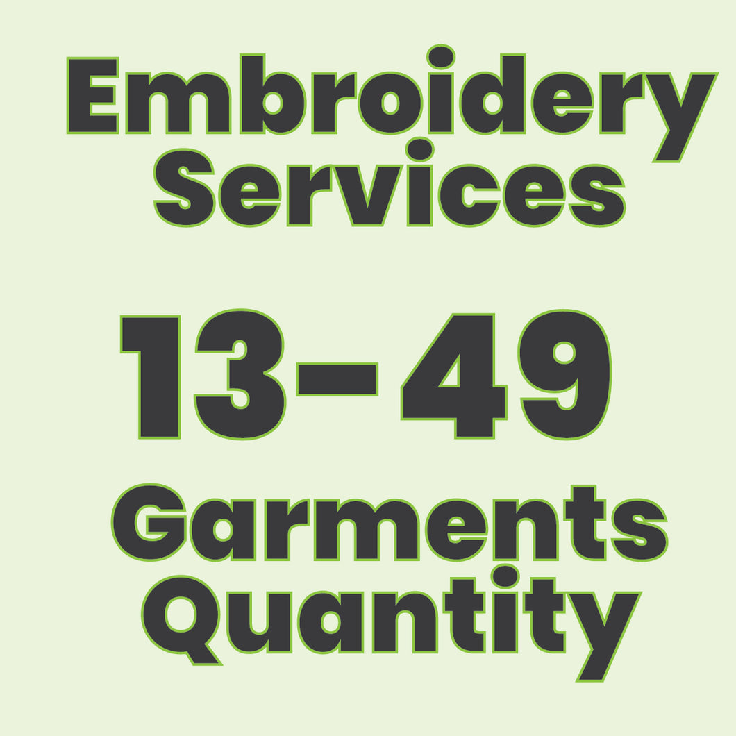 Embroidery Services 13-49 Quantity of Garments