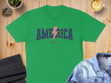 Load image into Gallery viewer, Green t-shirt with "AMERICA" text, lightning bolt, and stars.

