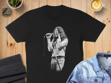 Load image into Gallery viewer, Iconic Vocalist Singing Graphic Black Shirt Product
