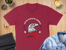 Load image into Gallery viewer, Maroon t-shirt with eagle and "United States of America" text.
