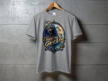 Load image into Gallery viewer, Gray t-shirt with "Chasing the Gray Line" text and globe graphic.
