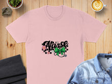 Load image into Gallery viewer, Pink t-shirt with "Nurse" text, stethoscope, and checkered flowers.
