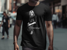 Load image into Gallery viewer, Iconic Rock Guitarist Design Black T-Shirt Product
