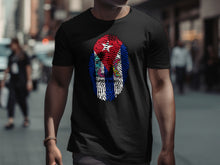 Load image into Gallery viewer, Cuban Flag Fingerprint Design Black T-shirt product
