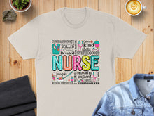 Load image into Gallery viewer, Colorful typography celebrating nurses with relevant medical symbols.
